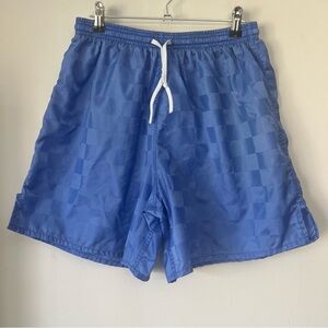 Vintage Club Level Soccer Shorts Adult Medium Nylon Blue Checkerboard USA 90s